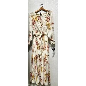 Kate And Lily Women’s Pink Floral Maxi Formal Dress With Tie Size 12